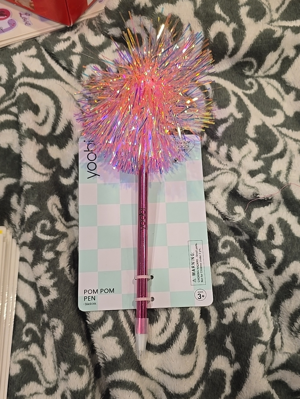 ❤️10/$10 YOOBI Pom Pom Pen - Holographic Pink Sparkle